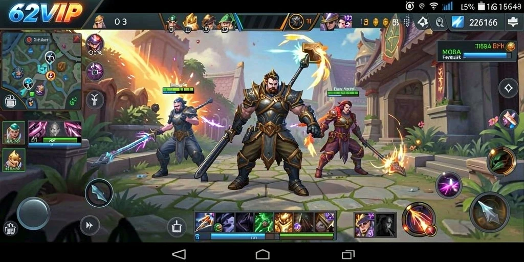 Menampilkan gameplay seru dan pertarungan strategis di 62VIP.