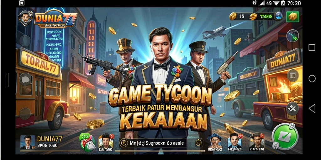 Screenshot gameplay DUNIA77 menampilkan aksi mengelola bisnis yang seru.