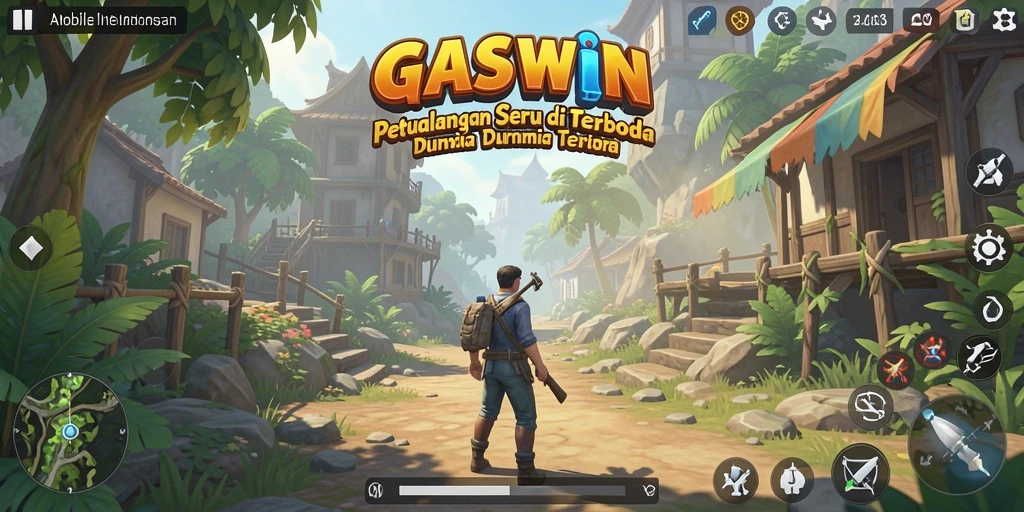 Tampilan gameplay GASWIN yang menakjubkan dalam dunia terbuka.
