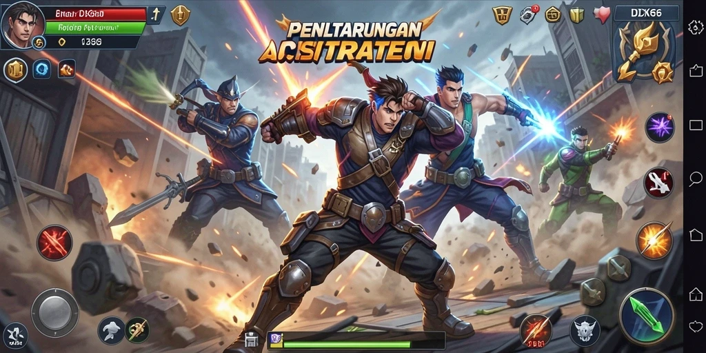 Tampilan pertandingan dalam game Fighting IDX66 yang penuh aksi.