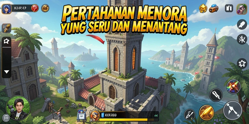 Tampilan gameplay KKRP yang seru dengan strategi Tower Defense.