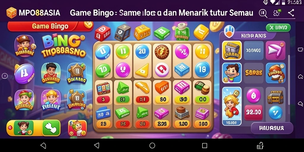 Tangkapan layar MPO88ASIA menampilkan gameplay Bingo dengan warna cerah dan fitur interaktif.