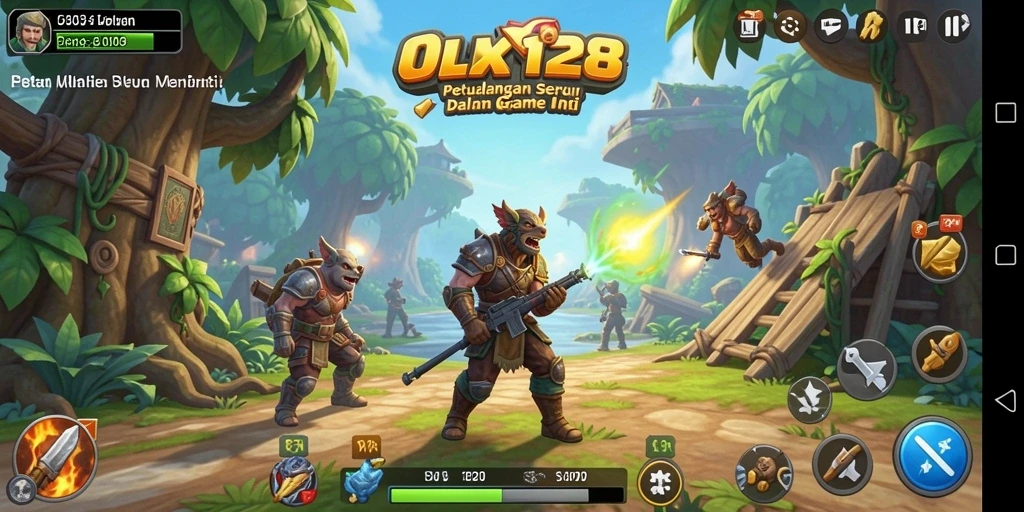 Tampilan gameplay menegangkan dalam OLX128 di dunia petualangan.