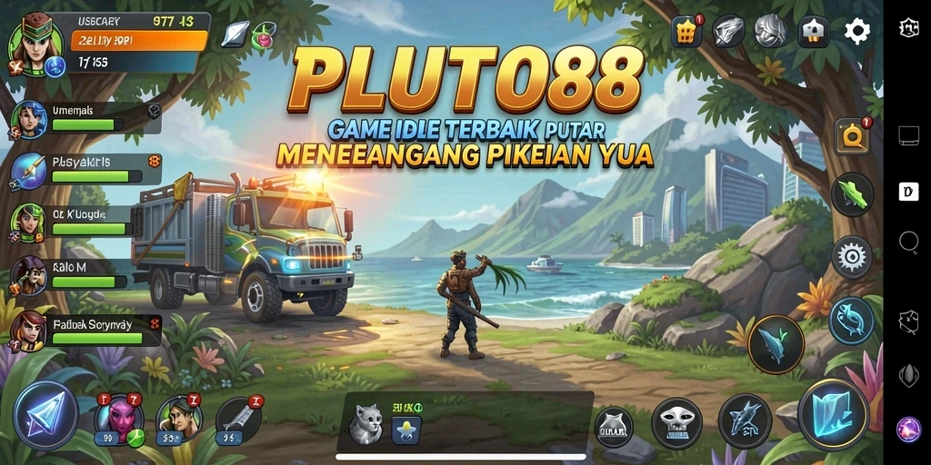 Screenshot menunjukkan gameplay menarik dari PLUTO88 yang penuh dengan sumber daya dan item.