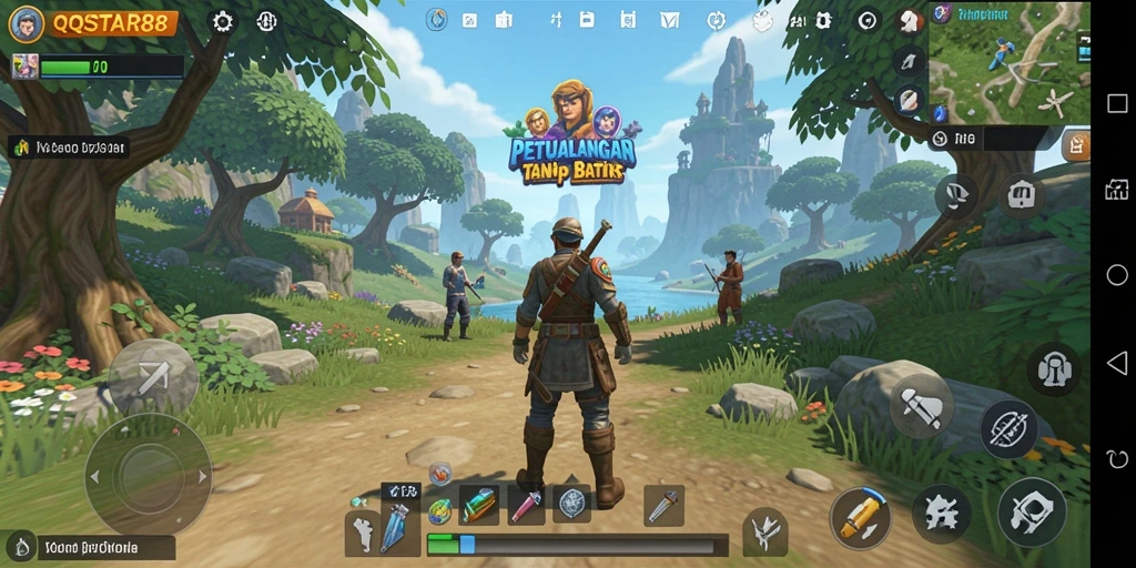 Tampilan gameplay QQSTAR88 menampilkan dunia terbuka yang luas dan grafis yang memukau.