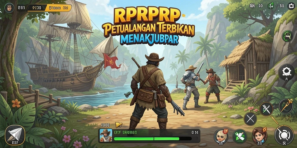 Tangkapan layar RPRPRP dengan tampilan alam yang menakjubkan dan aksi petualangan.