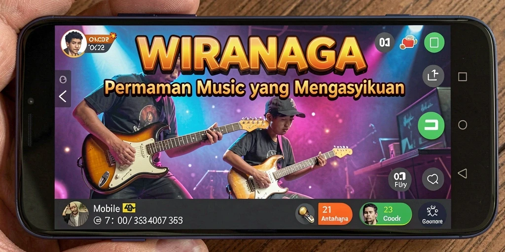 Tampilan gameplay menarik dari WIRANAGA dengan berbagai pilihan lagu.